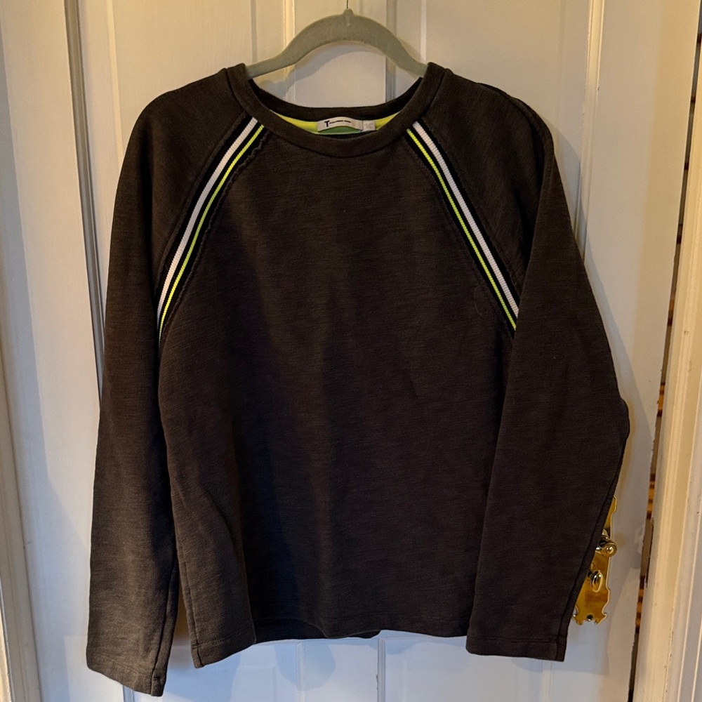 Alexander Wang Kids Charcoal Sweatshirt with White and Lime Stripes